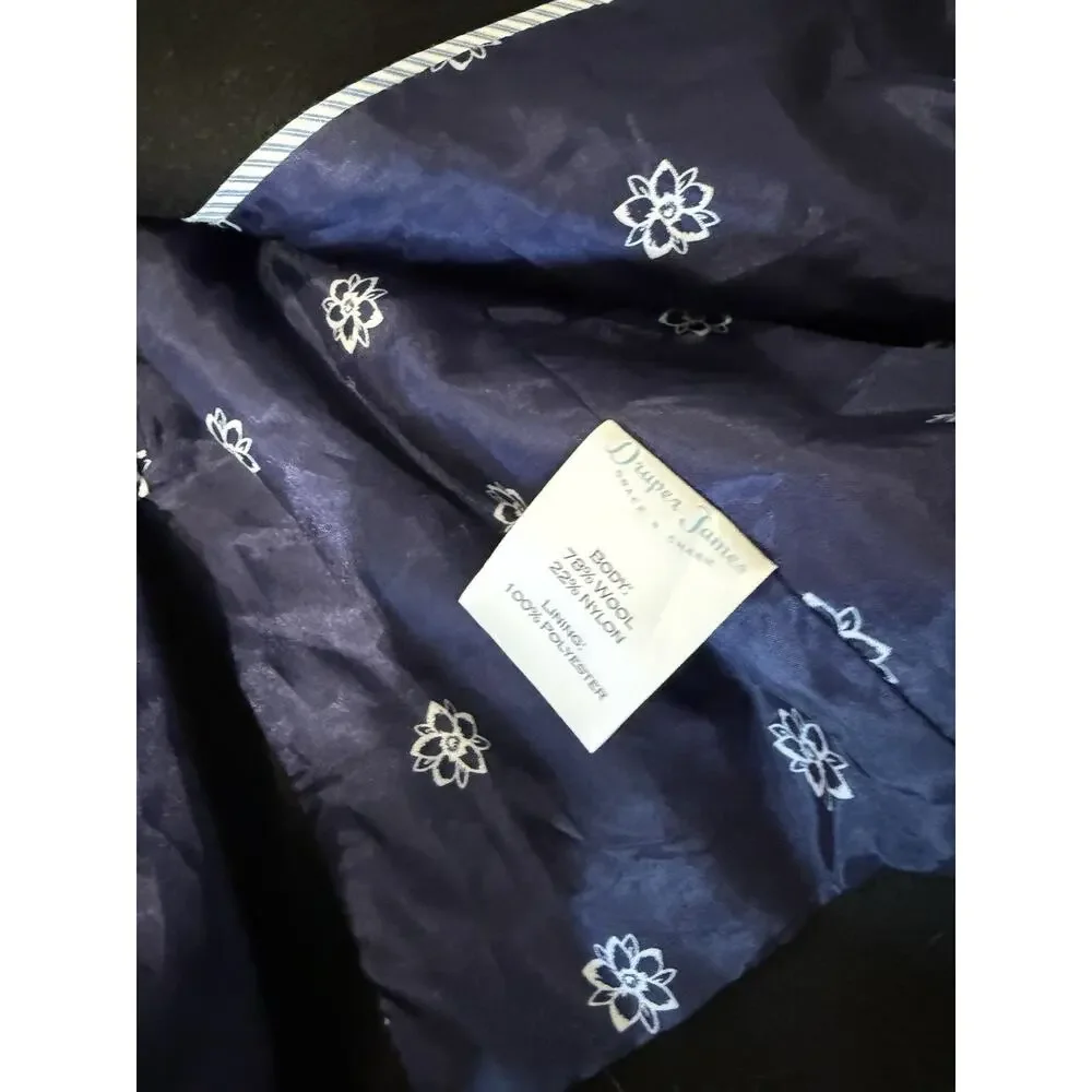 Draper James Woman's Faux Pea  Coat Gold Snap Buttons ‎ Lined  Black Size 2
